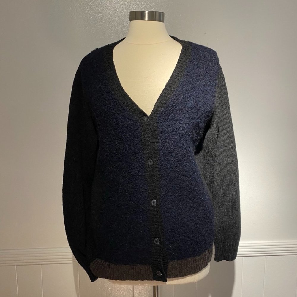 MARNI Cardigan Sweater Charcoal and Fuzzy Navy